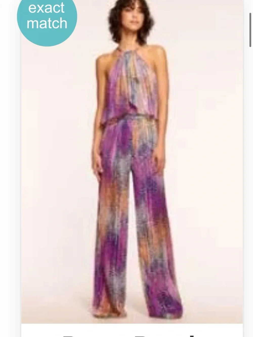 Ramy Brook Sleeveless Halter Jumpsuit in Purple Multi Color as seen on TV